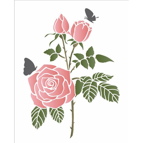 3210---20x25-Simples---Flor-Rosas-e-Borboleta